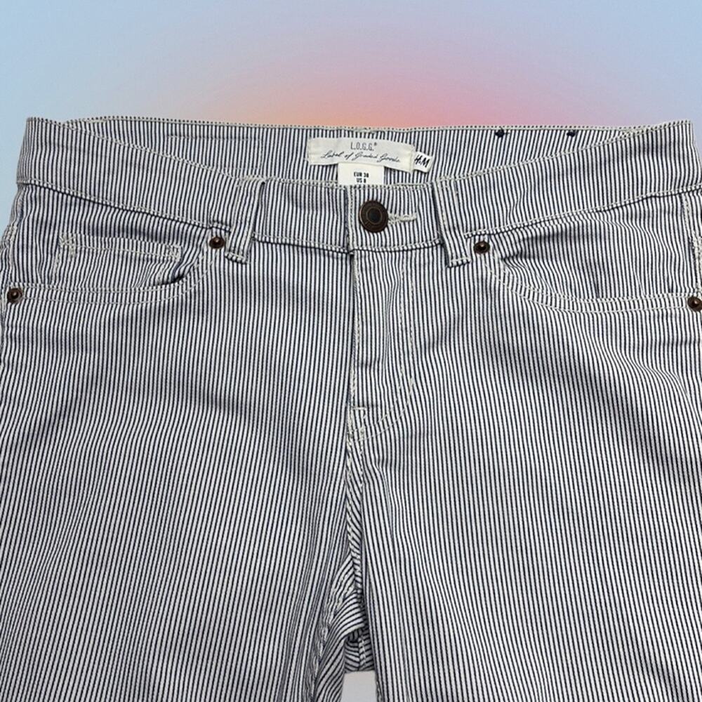 H&M LOGG Women’s 8 Blue White Stripe Skinny Jeans